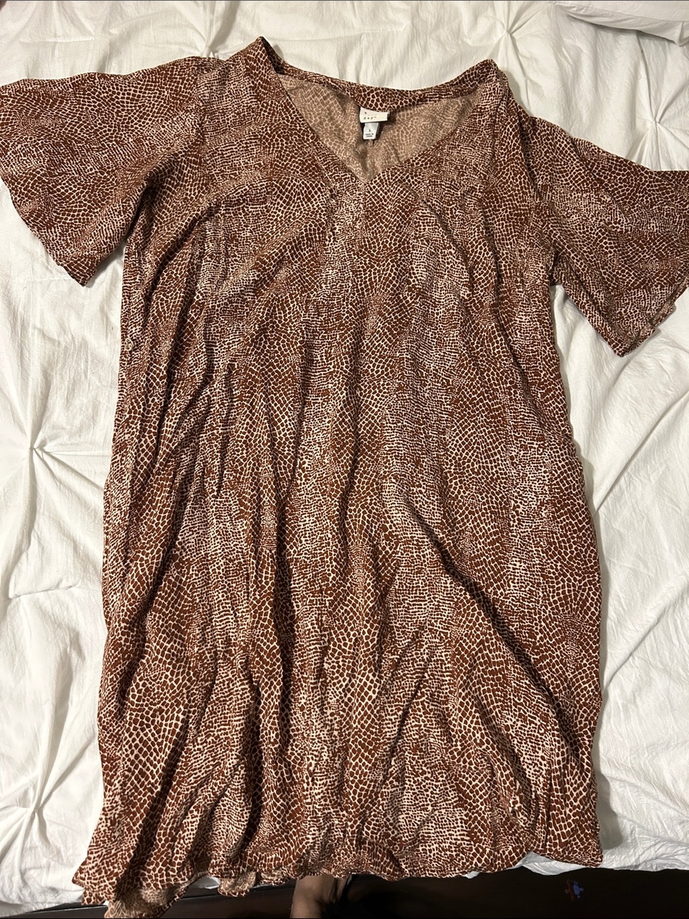 a new day Brown Printed V-Neck Midi Dress